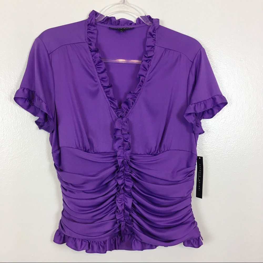Antonio Melani | NWT Purple Ruffled Silk Blouse